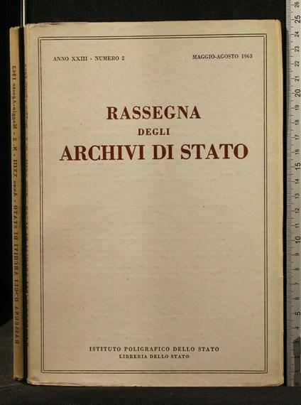Rassegna Degli Archivi di Stato N2 Maggio/Agosto 1963 - copertina