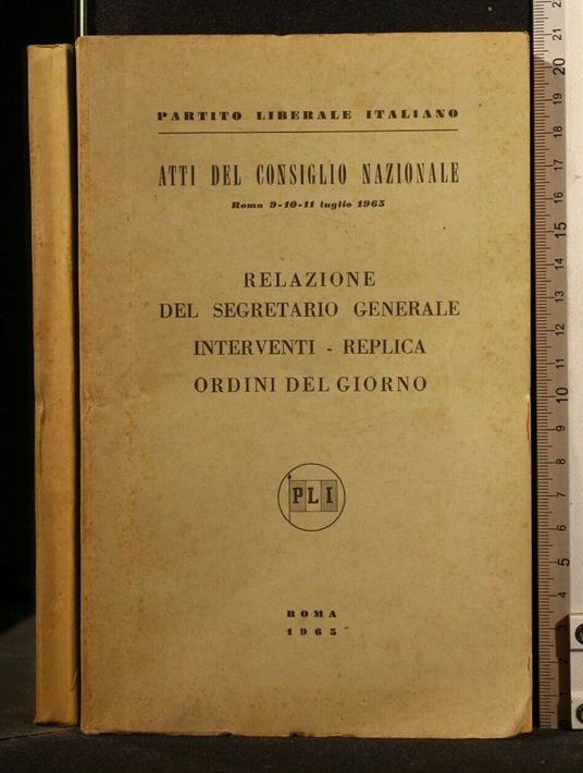 Atti Del Consiglio Nazionale Roma 9-10-11 Luglio 1965 - copertina