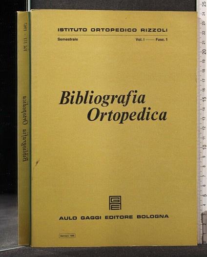 Bibliografia Ortopedica Vol I Fasc 1 Gennaio 1968 - copertina