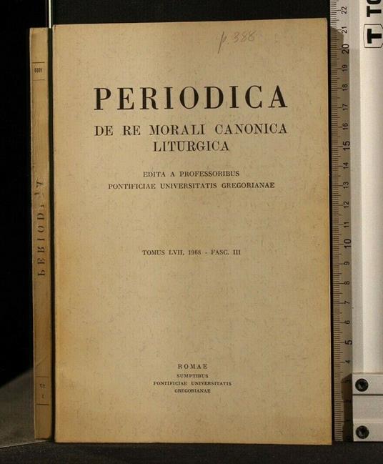 Periodica De Re Morali Canonica Liturgica Tomus 57, Fascicolo 3 - copertina