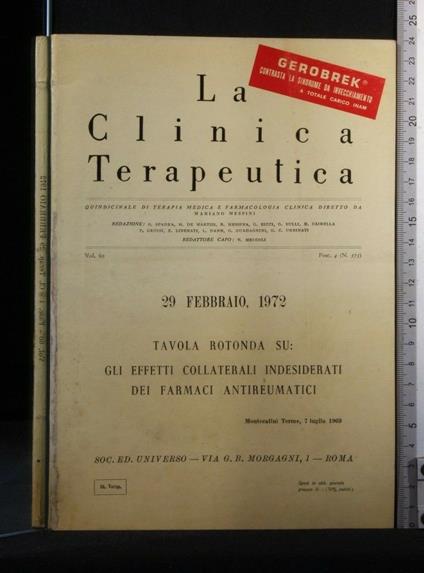La Clinica Terapeuitica Tavola Ritonda Su: Gli Effetti - copertina