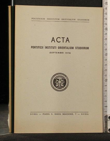 Acta Pontificii Instituti Orientalium Studiorum Septembri 1976 - copertina