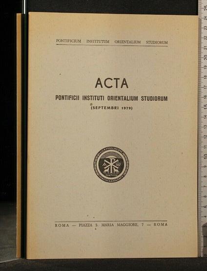 Acta Pontificii Instituti Orientalium Studiorum Septembri 1979 - copertina