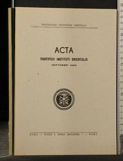 Acta Pontificii Instituti Orientalis Septembri 1982 - copertina