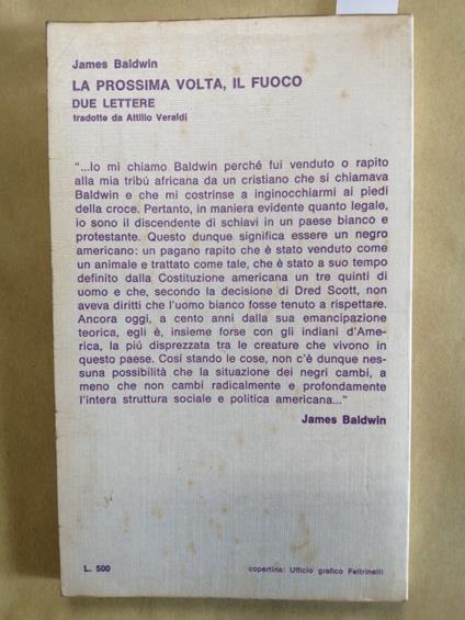 La Prossima Volta, Il Fuoco - Baldwin James 1968 Feltrinelli Emancipazione( - James Baldwin - copertina
