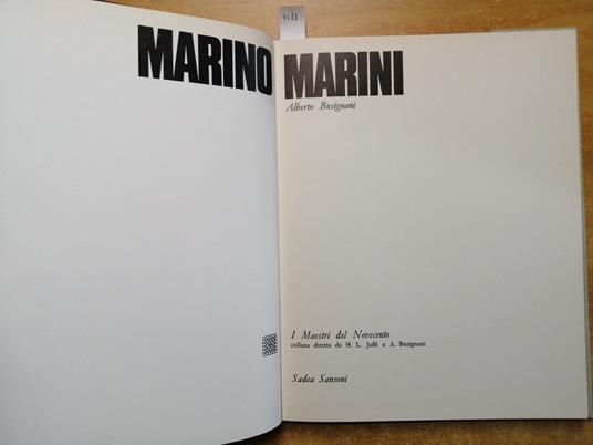 Alberto Busignani - Marino Marini - I Maestri Del Novecento 1968 Sansoni - Alberto Busignani - copertina