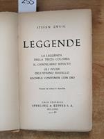 Stefan Zweig - Leggende - 1Ed. Sperling 1937 Terza Colomba Candelabro Occhi