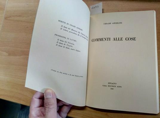 Cesare Angelini - Commenti Alle Cose - Anastatica - Emi - Cesare Angelini - copertina