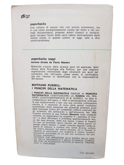 Bertrand Russell - I Principi Della Matematica - 1971 - Newton Compton - - Bertrand Russell - copertina