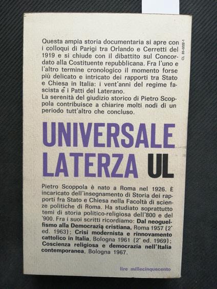 La Chiesa E Il Fascismo Documenti E Interpretazioni - Scoppola 1971 Laterza - Pietro Scoppola - copertina