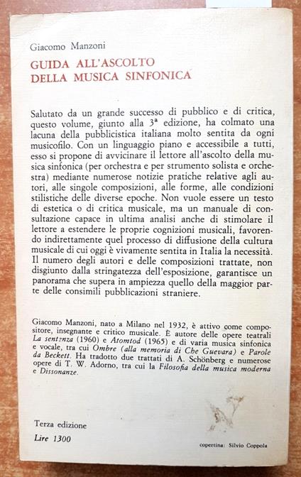 G. Manzoni - Guida All'Ascolto Della Musica Sinfonica 1971 Feltrinelli - Giacomo Manzoni - copertina