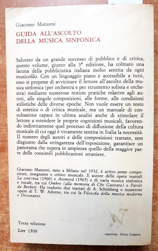 G. Manzoni - Guida All'Ascolto Della Musica Sinfonica 1971 Feltrinelli - Giacomo Manzoni - copertina