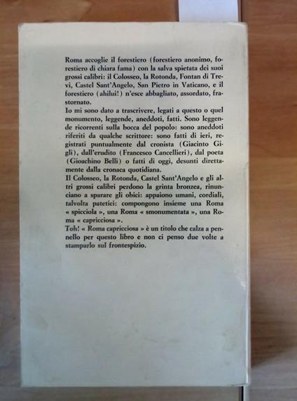 Roma Capricciosa Miti Leggende Aneddoti Fatti Di Ieri E Oggi 1967 Dell'Arco 295 - Mario Dell'Arco - copertina