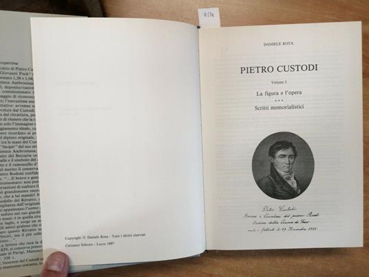 Pietro Custodi - La Figura E L'Opera 1987 Daniele Rota - Lecco - Cattaneo - Daniele Rota - copertina