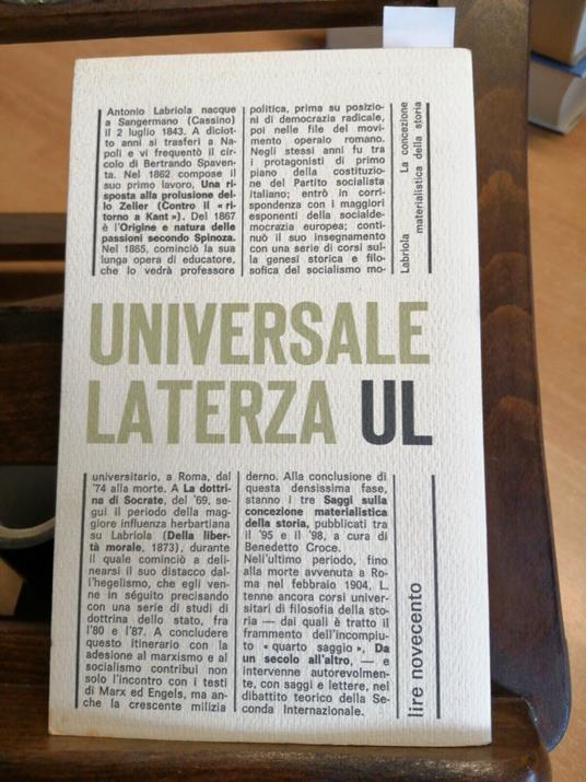 La Concezione Materialistica Della Storia - Antonio Labriola 1965 Laterza - Antonio Labriola - copertina
