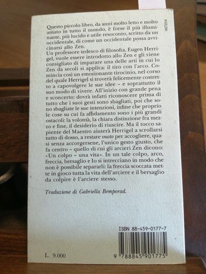 Eugen Herrigel Lo Zen E Il Tiro Con L'Arco 1992 Piccola Biblioteca Adelphi - Eugen Herrigel - copertina