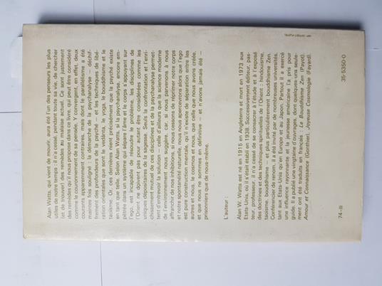 Psychotherapie Orientale Et Occidentale 1974 Alan Watts Fayard 4016Y Psicologia - Alan W. Watts - copertina