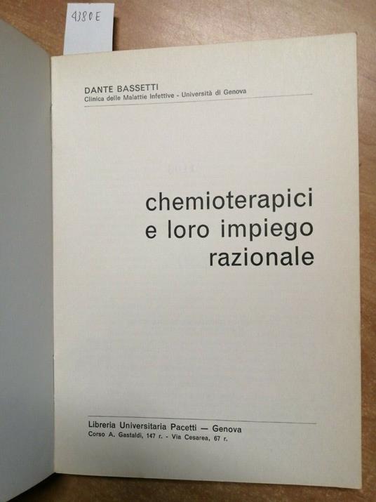Dante Bassetti - Chemioterapici E Loro Impiego Razionale 1977 Pacetti - Dante Bassetti - copertina