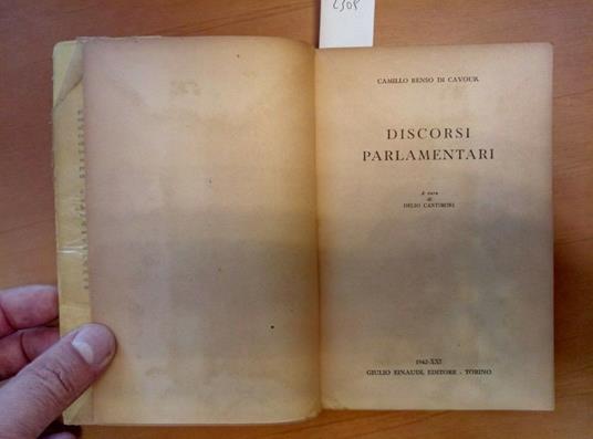 Camillo Benso Di Cavour Discorsi Parlamentari 1942 Universale Einaudi - copertina