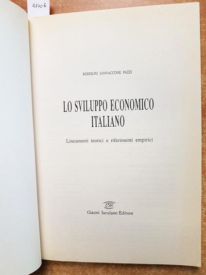 Lo Sviluppo Economico Italiano Lineamenti Teorici E Riferimenti Empirici - copertina