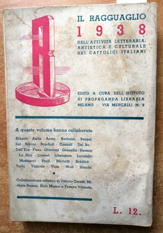 Il Ragguaglio 1938 Istituto Di Propaganda Libraria - Illustrato Pubblicit - copertina