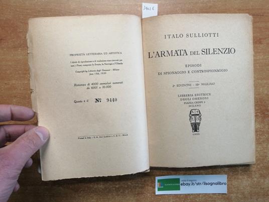Italo Sulliotti L'Armata Del Silenzio Episodi Di Spionaggio 1930 Omenoni - copertina