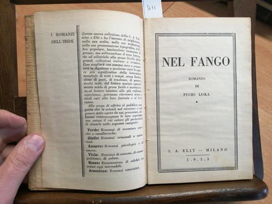 Fuchs Liska - Nel Fango - 1933 - S.A. Elit - I Romanzi Dell'Iride - - copertina