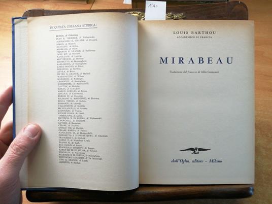Louis Barthou - Mirabeau - Dalloglio - 1962 - Biografia Illustrata - Louis Barthou - copertina