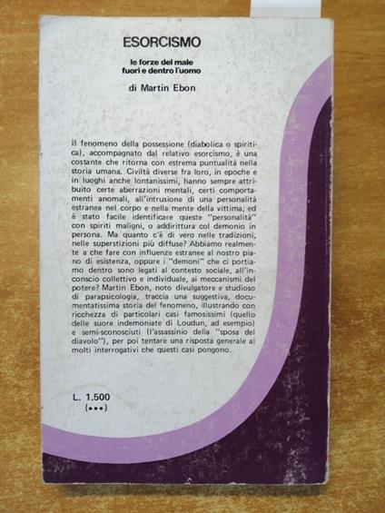 Esorcismo Le Forze Del Male Fuori E Dentro L'Uomo Martin Ebon 1976 Armenia - Martin Ebon - copertina