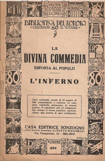 Divina Commedia Esposta Al Popolo - Eugenio Levi - copertina