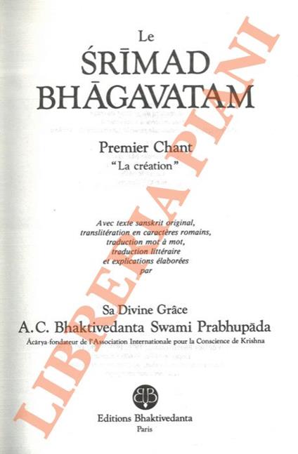 r mad Bh gavatam. Premier Chant - “La création” - copertina