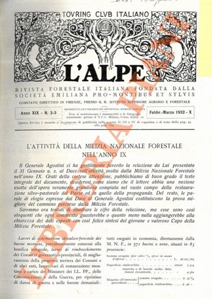 L' attività della Milizia Nazionale Forestale nell'anno IX - Agostini - copertina
