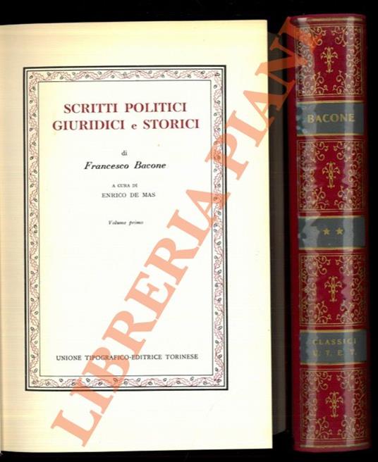 Scritti politici, giuridici e storici - Francesco Bacone - copertina