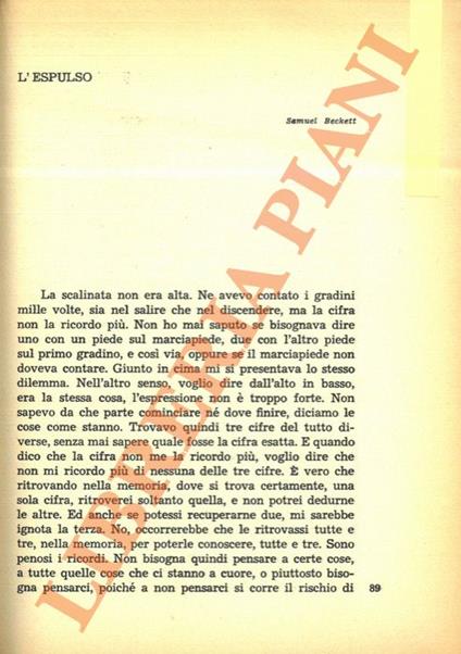 L' espulso - Samuel Beckett - copertina
