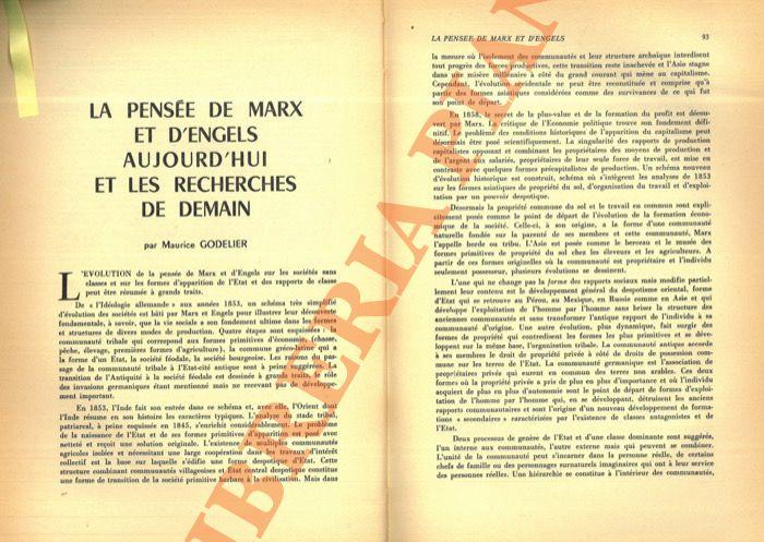 pensée de Marx et d'Engels aujourd'hui et les recherches de demain