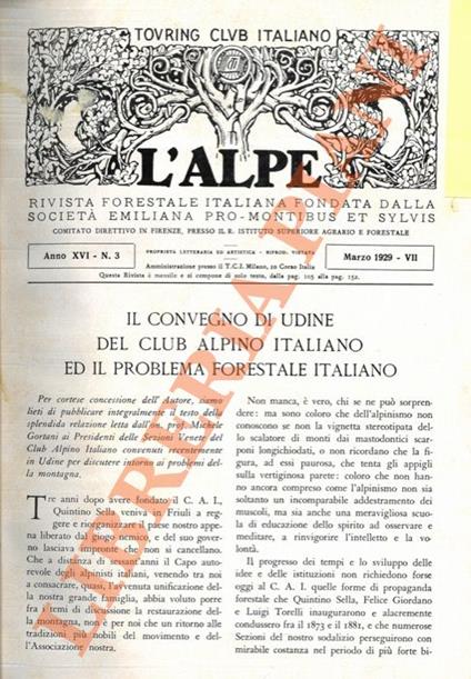 Il convegno di Udine del Club Alpino Italiano ed il problema forestale italiano - Michele Gortani - copertina