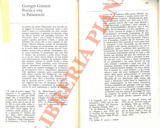 Poesia e vita in Palazzeschi - Georges Güntert - copertina