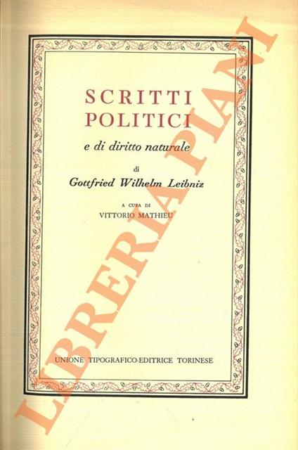 Scritti politici e di diritto naturale - Gottfried Wilhelm Leibniz - copertina