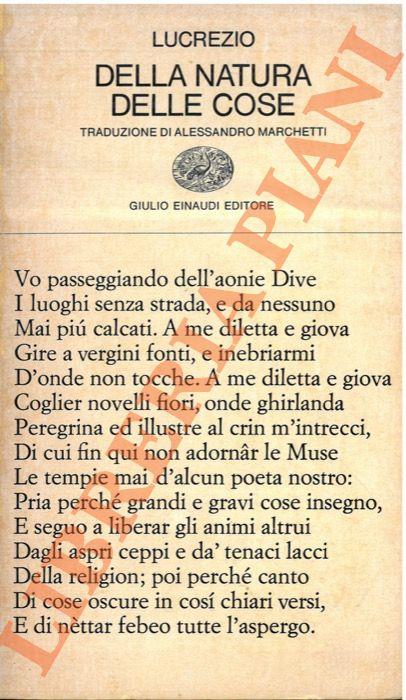 Della natura delle cose - Tito Lucrezio Caro - copertina