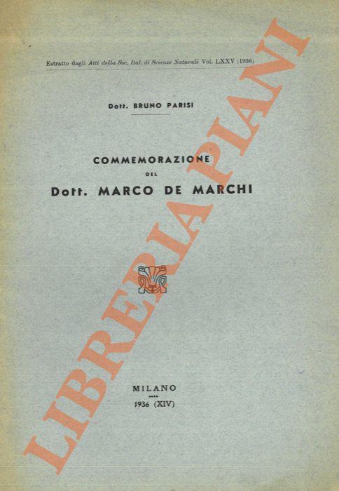 Commemorazione del Dott. Marco De Marchi - Bruno Parisi - copertina