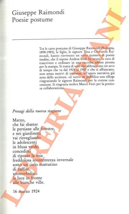 Poesie postume - Giuseppe Raimondi - copertina