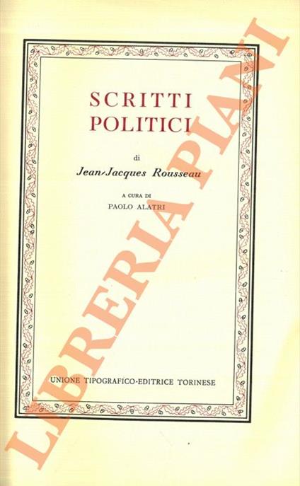 Scritti politici - Jean-Jacques Rousseau - copertina