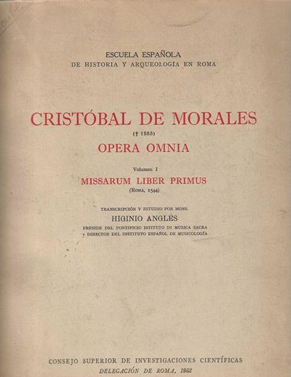 Opera Omnia . volumen I. Missarum Liber Primus ( Roma 1544) - copertina