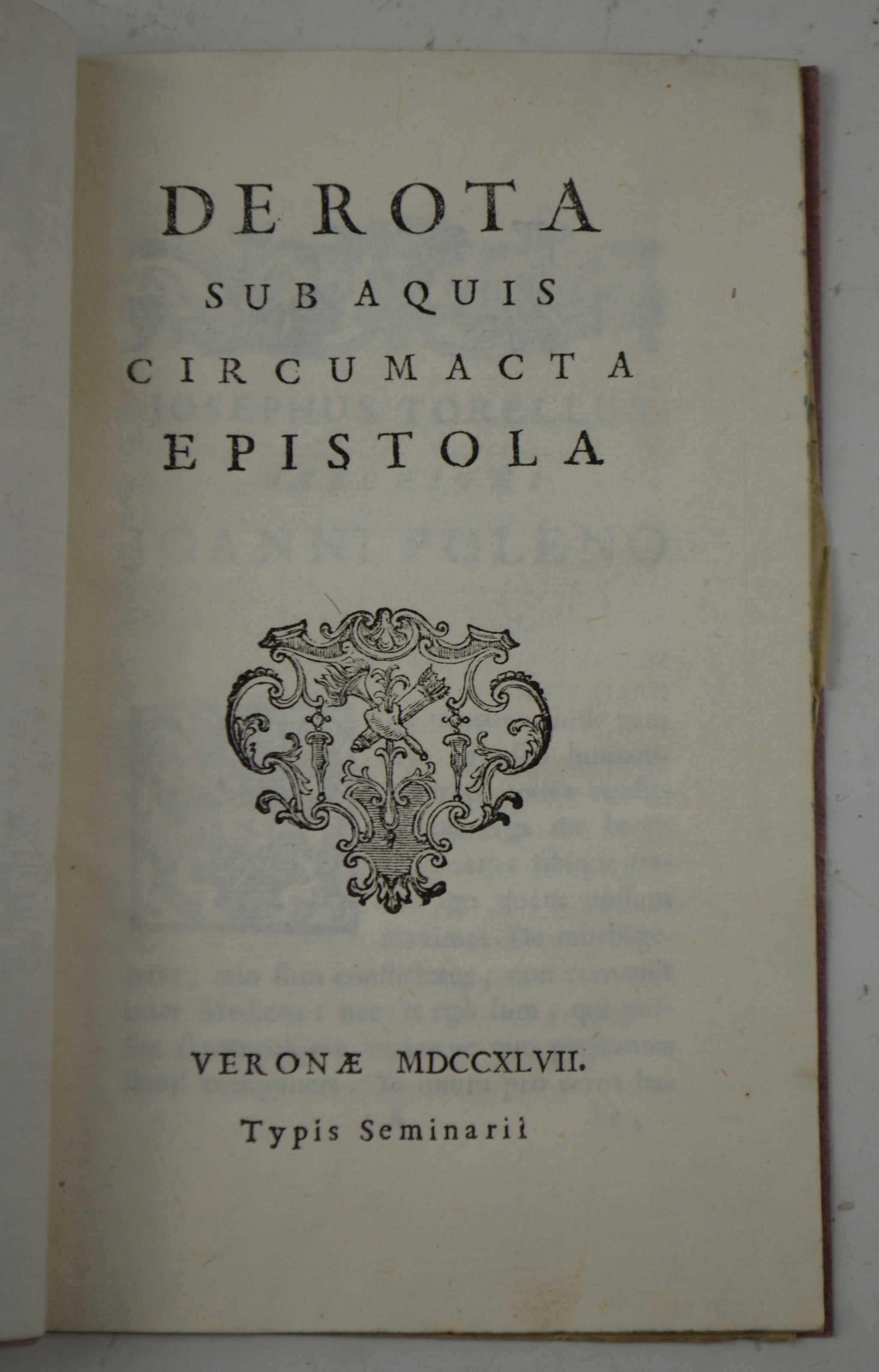 De rota sub aquis circumacta epistola