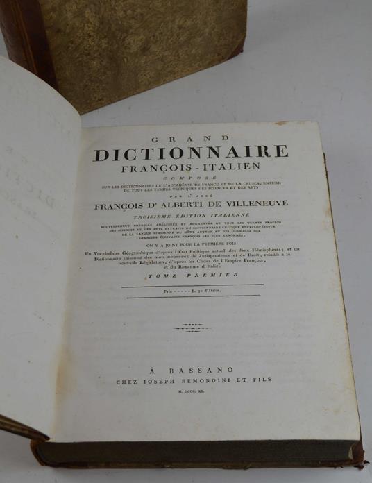 Grande Dizionario Italiano-Francese composto su i dizionari dell'Accademia di Francia e della Crusca, ed arricchito di tutti i termini propri delle scienze e delle arti... Terza edizione italiana - copertina