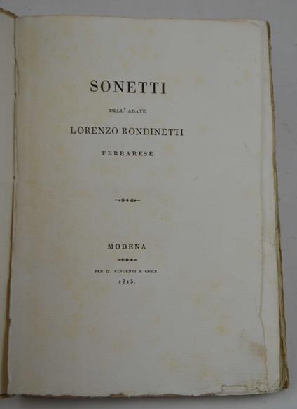 Sonetti… - Lorenzo Rovinetti - copertina