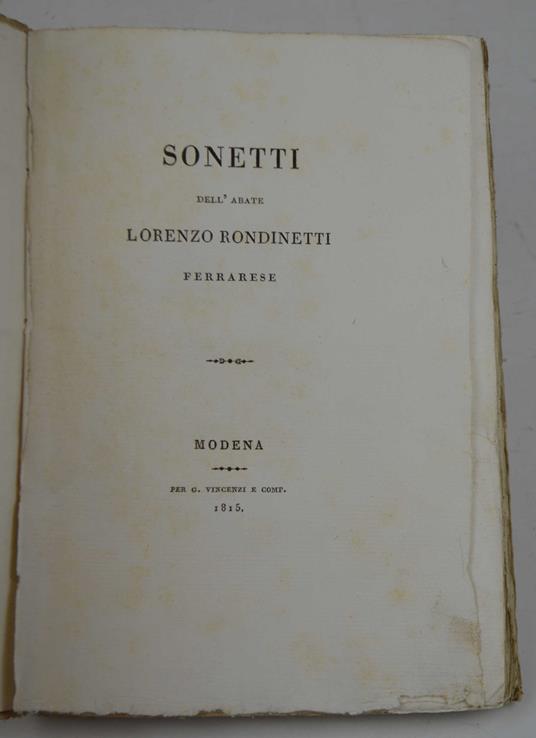 Sonetti… - Lorenzo Rovinetti - copertina