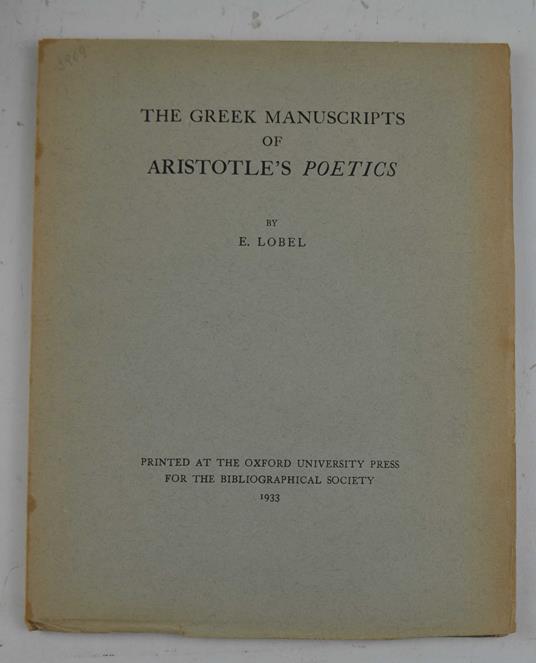 The greek manuscripts of Aristotle's poetics… - copertina