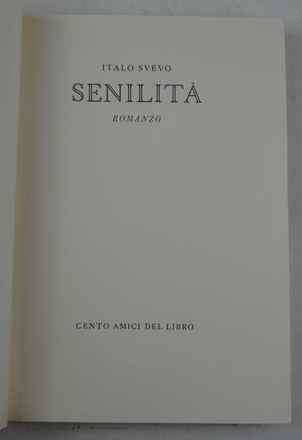 Senilità - Italo Svevo - copertina