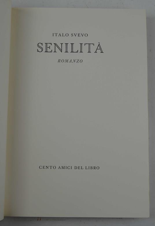 Senilità - Italo Svevo - copertina